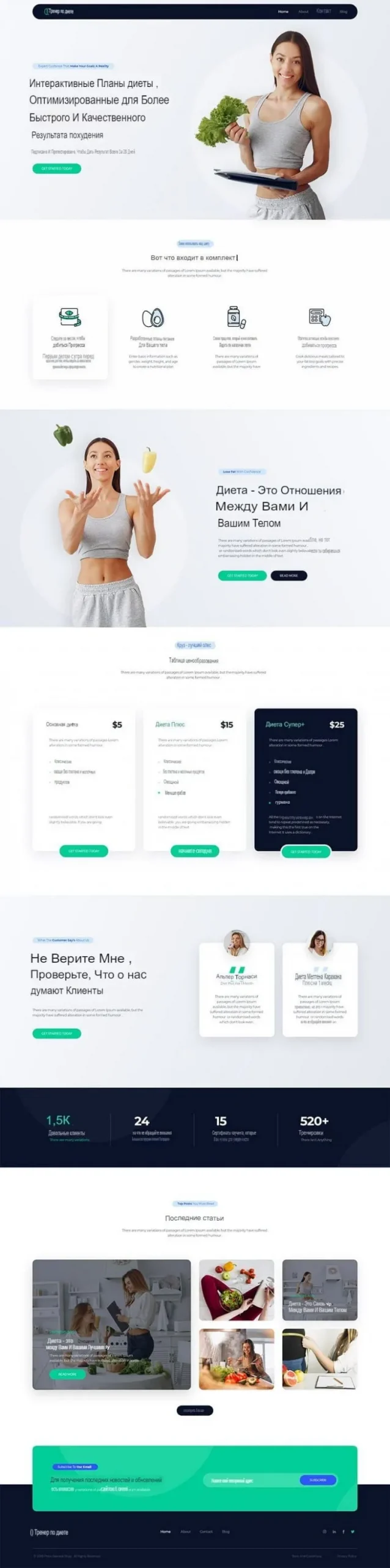 Готовый сайт недорого для диетолога и правильного питания